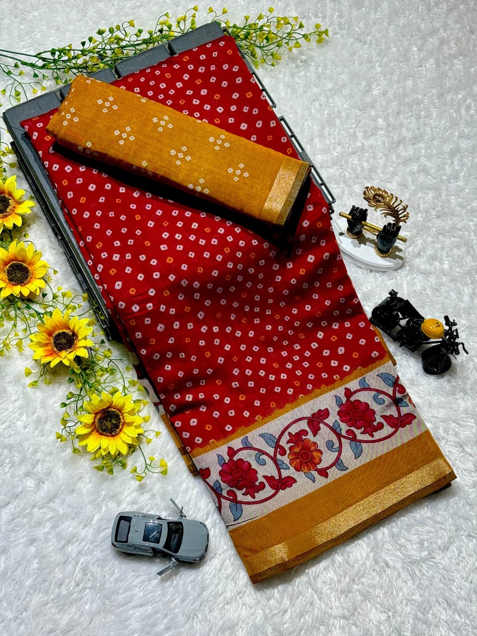 Mul Cotton Saree with Uniform Design and Matching Blouse